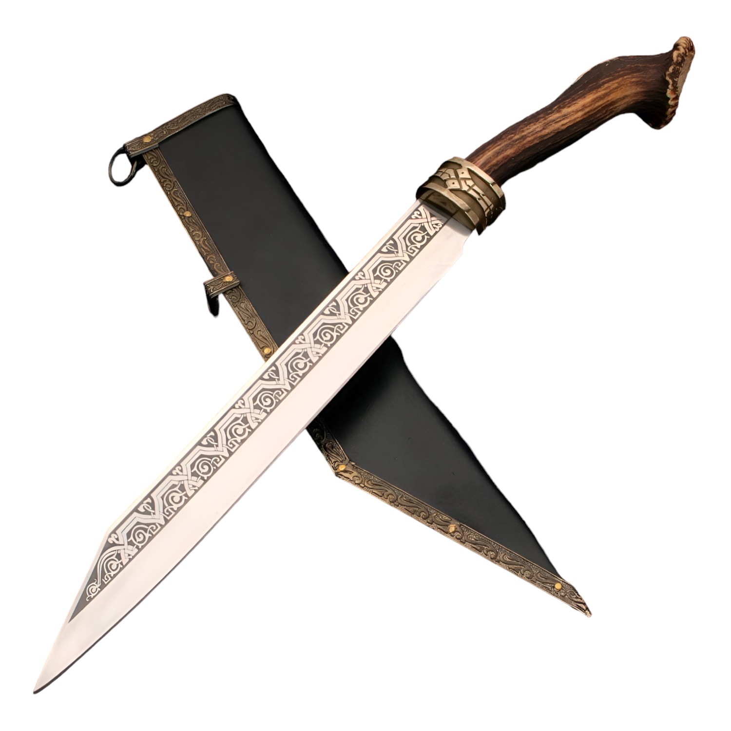Main Engraved Royal Stag Seax used by Viking Chieftains With Scabbard